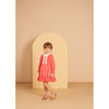 child modeling hucklebones gathered ruffle dress raspberry