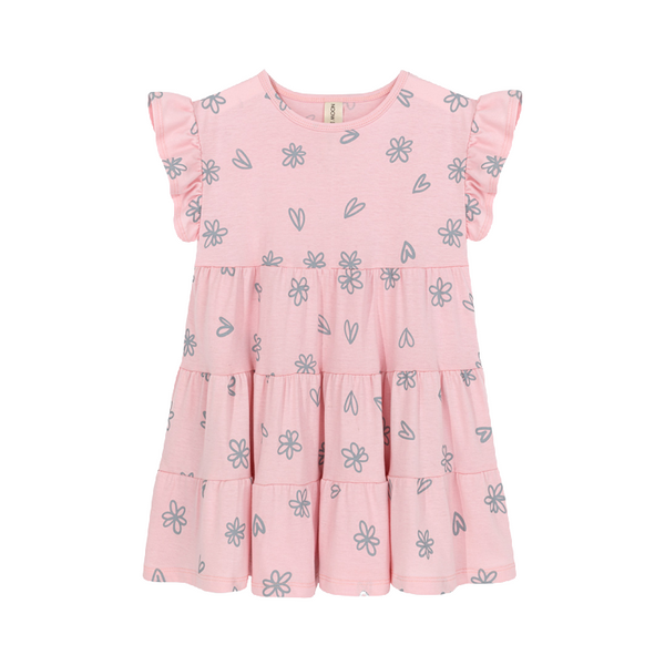 kids on the moon flora gris cascade dress pink