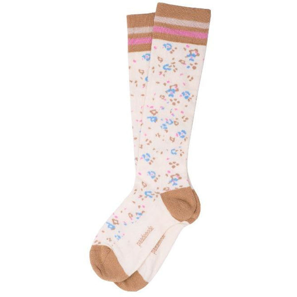 paade mode cotton knee socks beige, kid's long printed socks