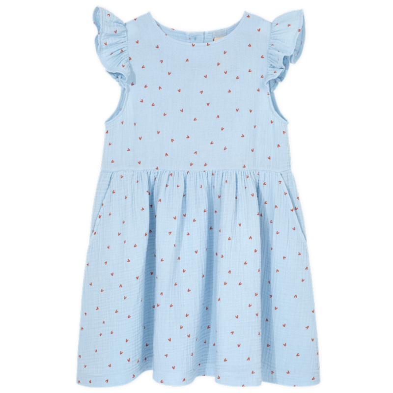 kids on the moon tiny hearts cascade dress blue