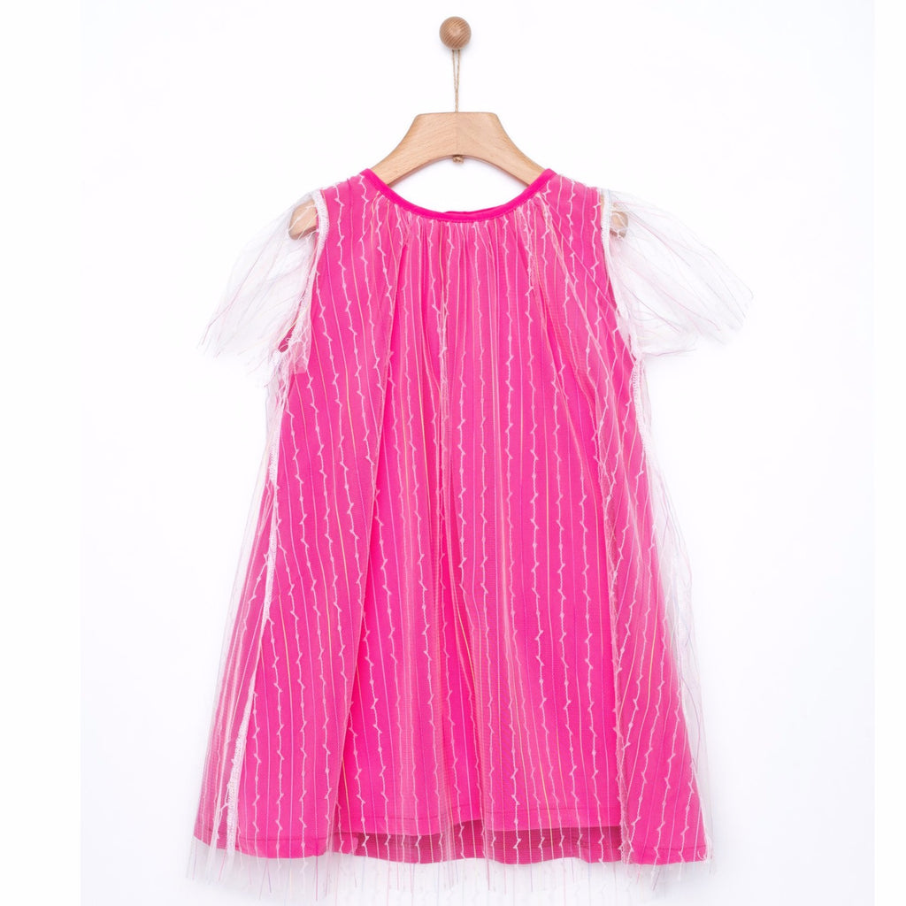yell-oh double striped tulle dress fuschia, summer fashion for kids free shipping kodomo boston