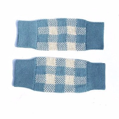 cabbages & kings ny gingham leg warmer teal, kid's unisex knit accessories