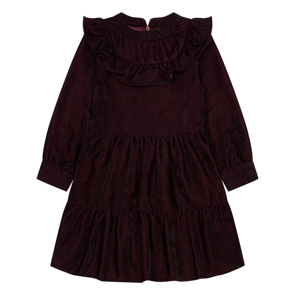 simple kids leo ruffle dress berry, special occasion kids dresses at kodomo boston free shipping