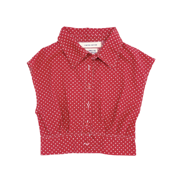 long live the queen cropped blouse red stars