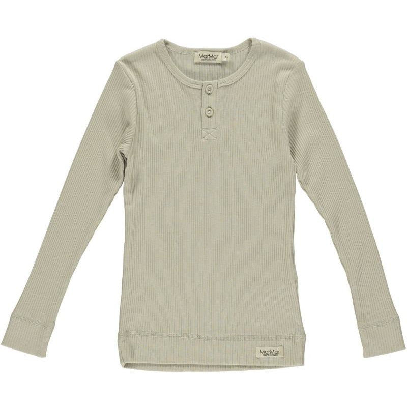 marmar copenhagen long sleeve tee grey sand, babies kids tops, ribbed with buttons