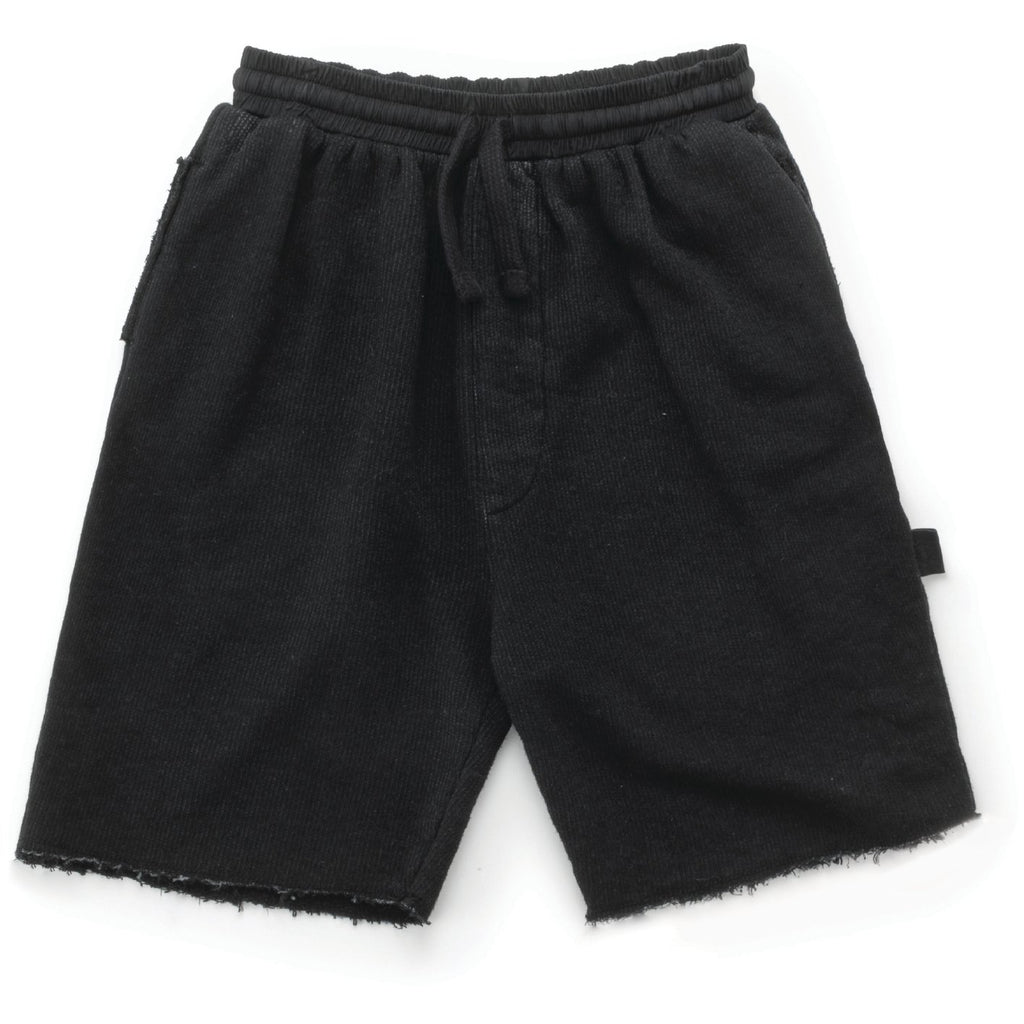 nununu bermuda sweatshorts dyed black - kodomo boston, free shipping.