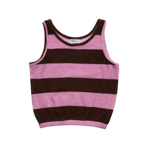 maed for mini cuddly cuscus tanktop pink/brown stripe