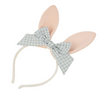 meri meri velvet bunny ears headband with bow