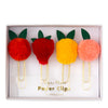 meri meri fruit pom pom jumbo paper clips, kid's stationary supplies