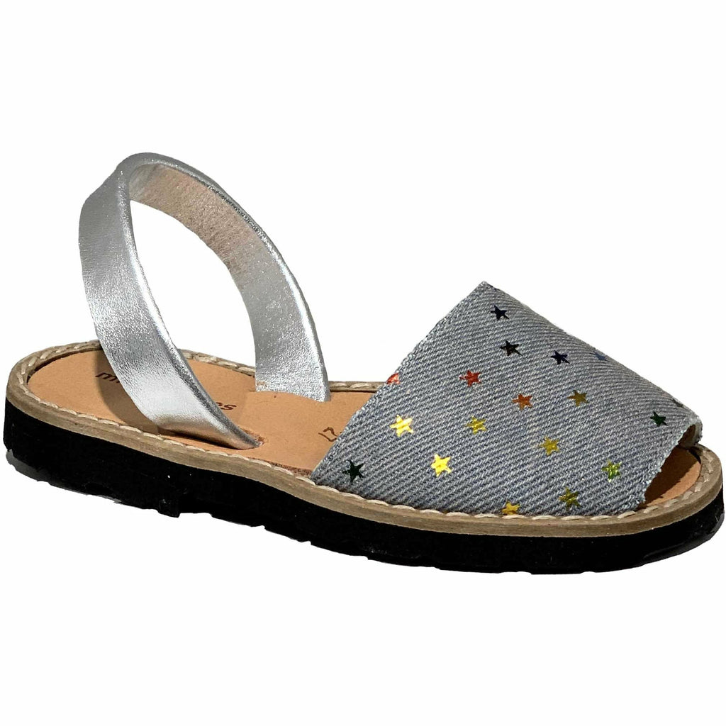 minorquines jean stars sandals