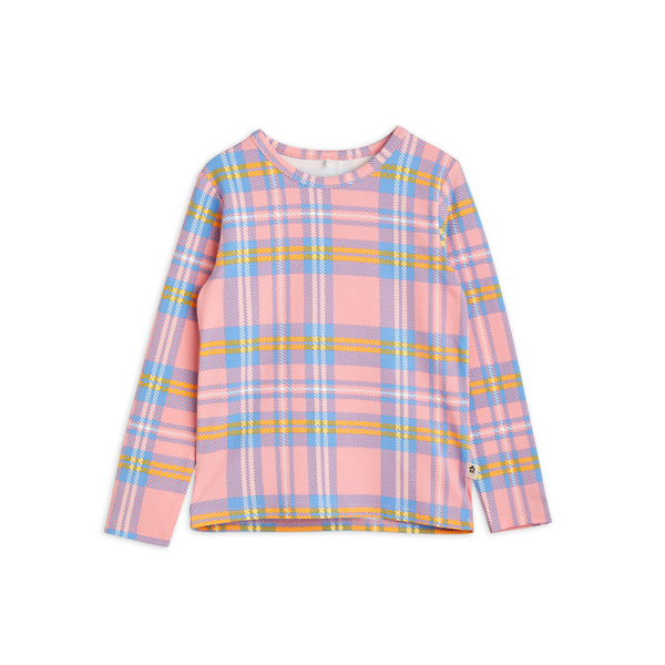 mini rodini check aop ls tee pink