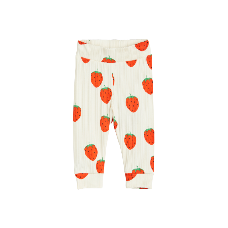 mini rodini strawberries aop newborn leggings off white