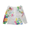 morley lara big flores top in white with floral print, featuring delicate ruffled shoulders. new morley summer available at kodomo boston, free shipping.