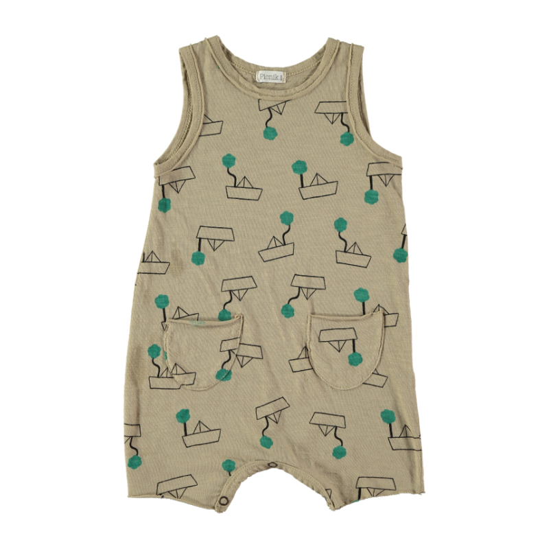 picnik boats baby romper camel