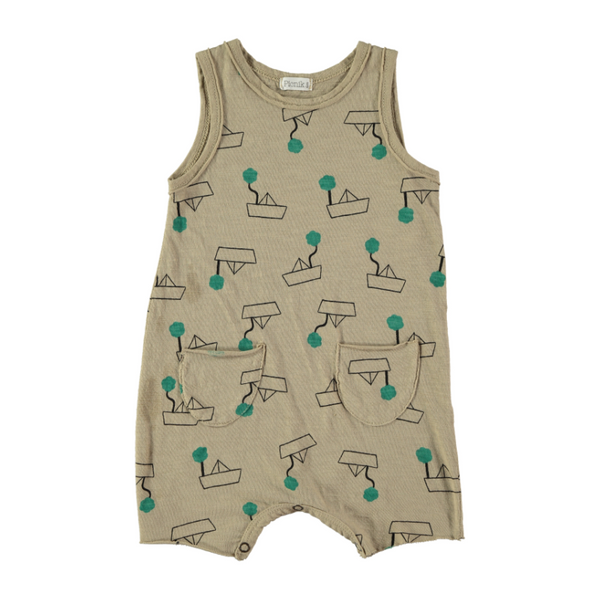 picnik boats baby romper camel