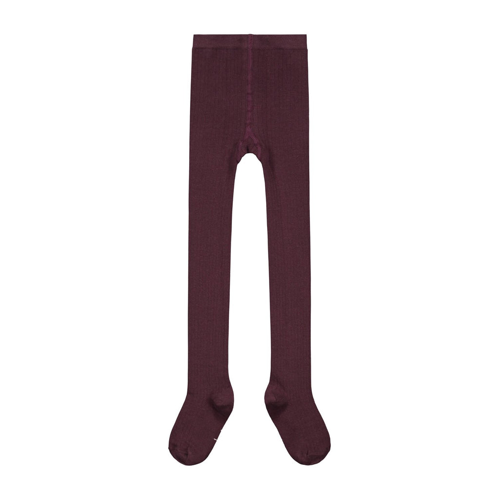 gray label ribbed tights plum - kodomo boston