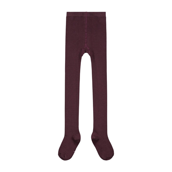 gray label ribbed tights plum - kodomo boston