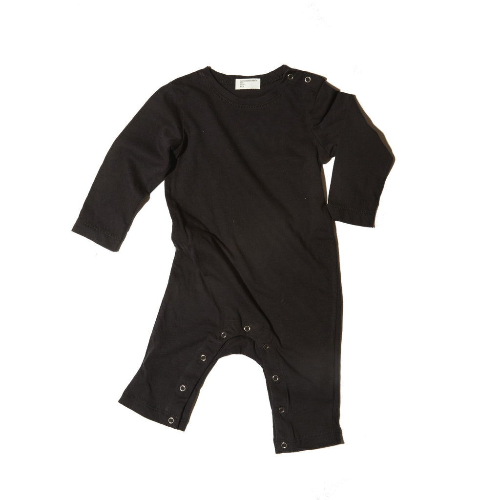 goat-milk long sleeve romper black - kodomo boston. free shipping.