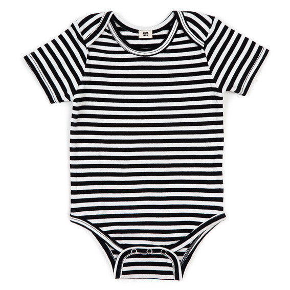 goat-milk short sleeve striped onesie - kodomo boston. free shipping.