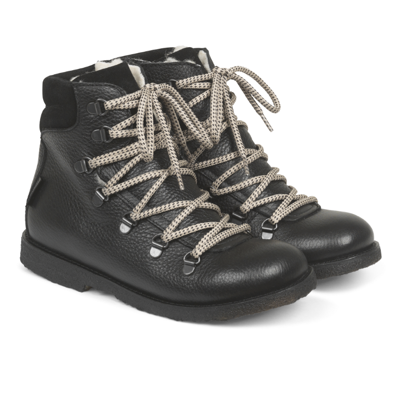 angulus tex boot black with zipper and laces, children's shoes