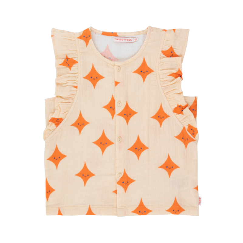 tinycottons sparkle frills blouse light cream/tangerine