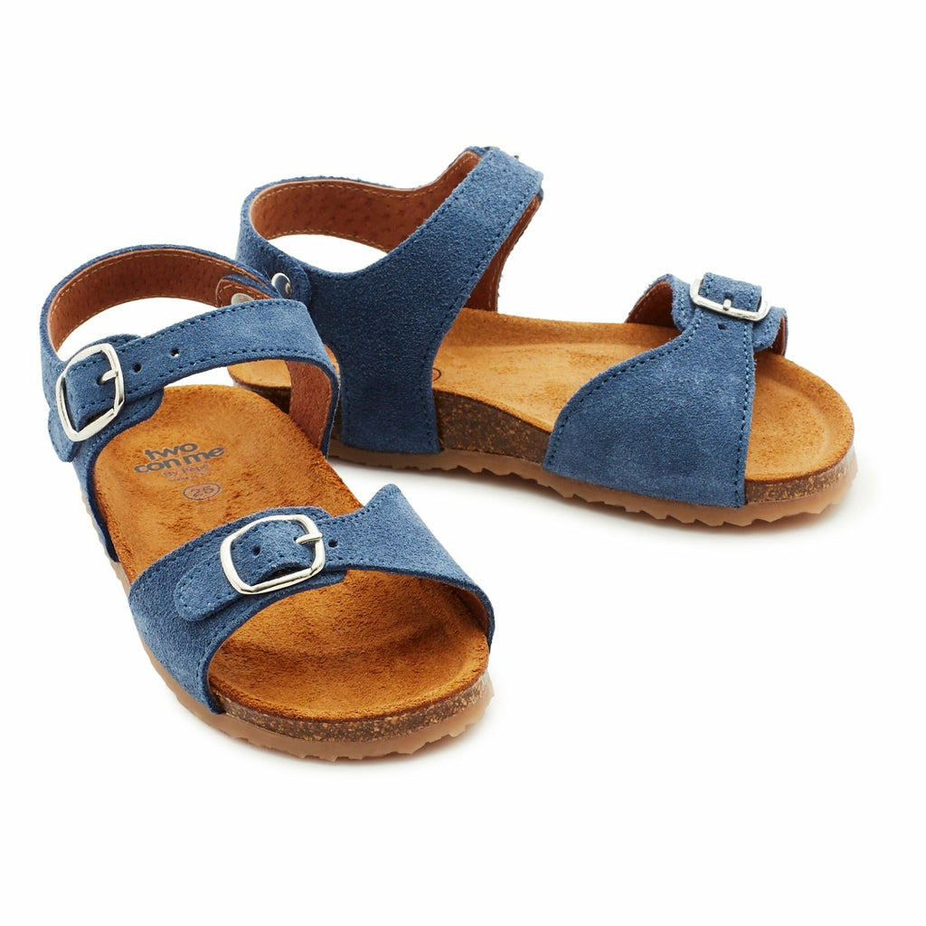 pèpè two con me - buckle sandals denim blue, free shipping kodomo bostoon