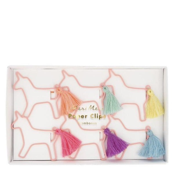 meri meri unicorn shaped paper clips, fun stationary school supplies