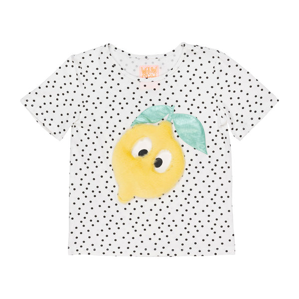 wauw capow by bang bang copenhagen sour sofie t-shirt white with black dots