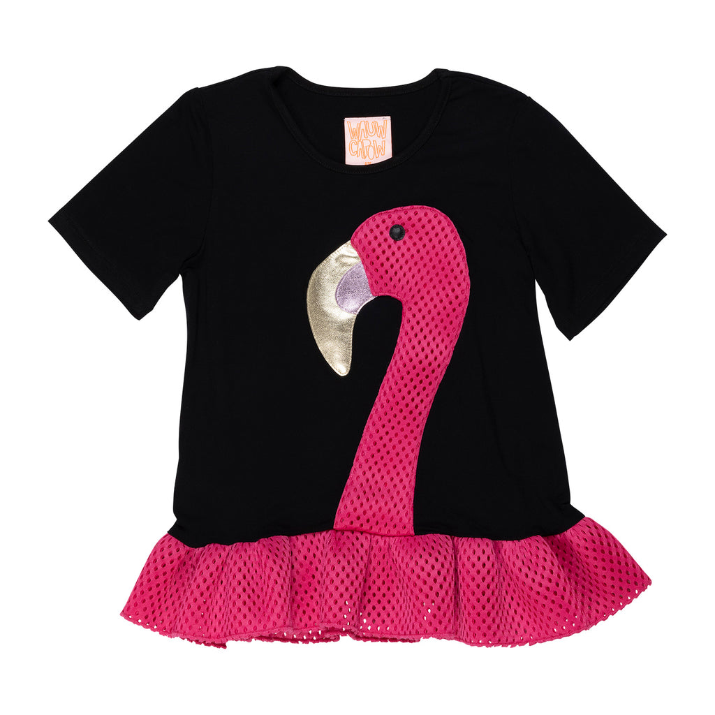 wauw capow by bang bang copenhagen elly flamingo t-shirt black