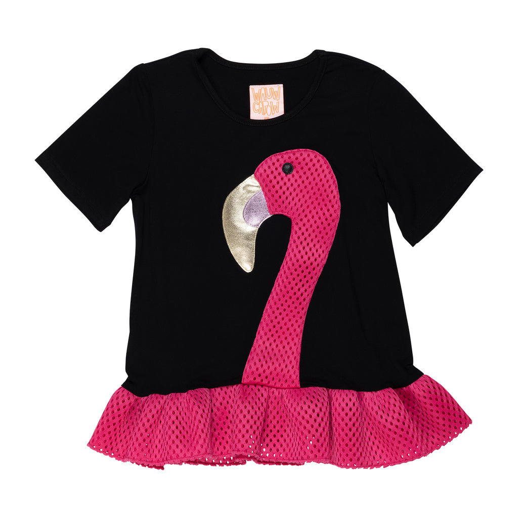 wauw capow by bang bang copenhagen elly flamingo t-shirt black