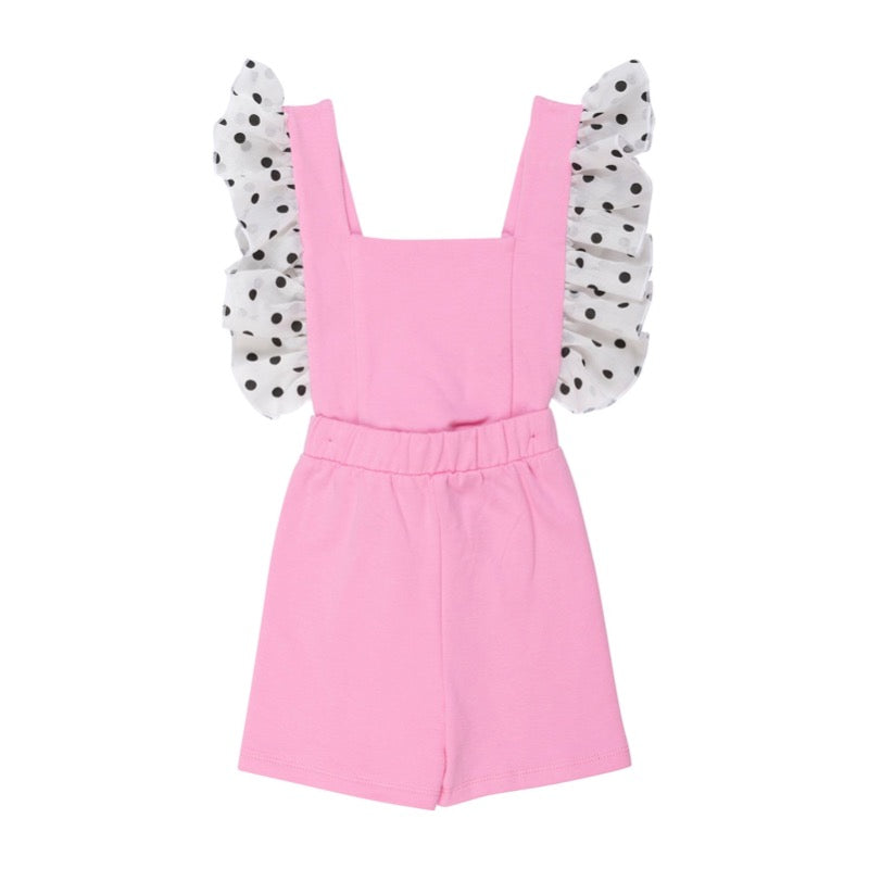 wauw capow by bang bang copenhagen frill playsuit pink front