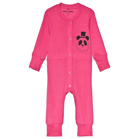 mini rodini panda wool playsuit cerise - kodomo baby onesies/playsuits - children's clothing in boston, Mini rodini - bobo choses, atsuyo et akiko, belle enfant, mamma couture, moi, my little cozmo, nico nico