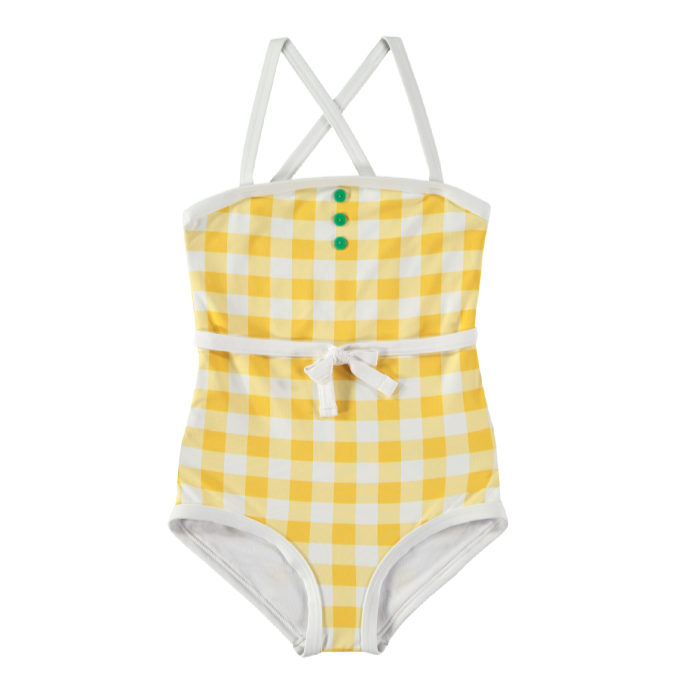 yporque retro gingham swimsuit yellow