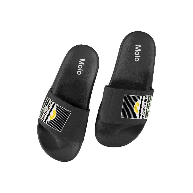 molo zhappy flip flops black, kid's slide sandals 